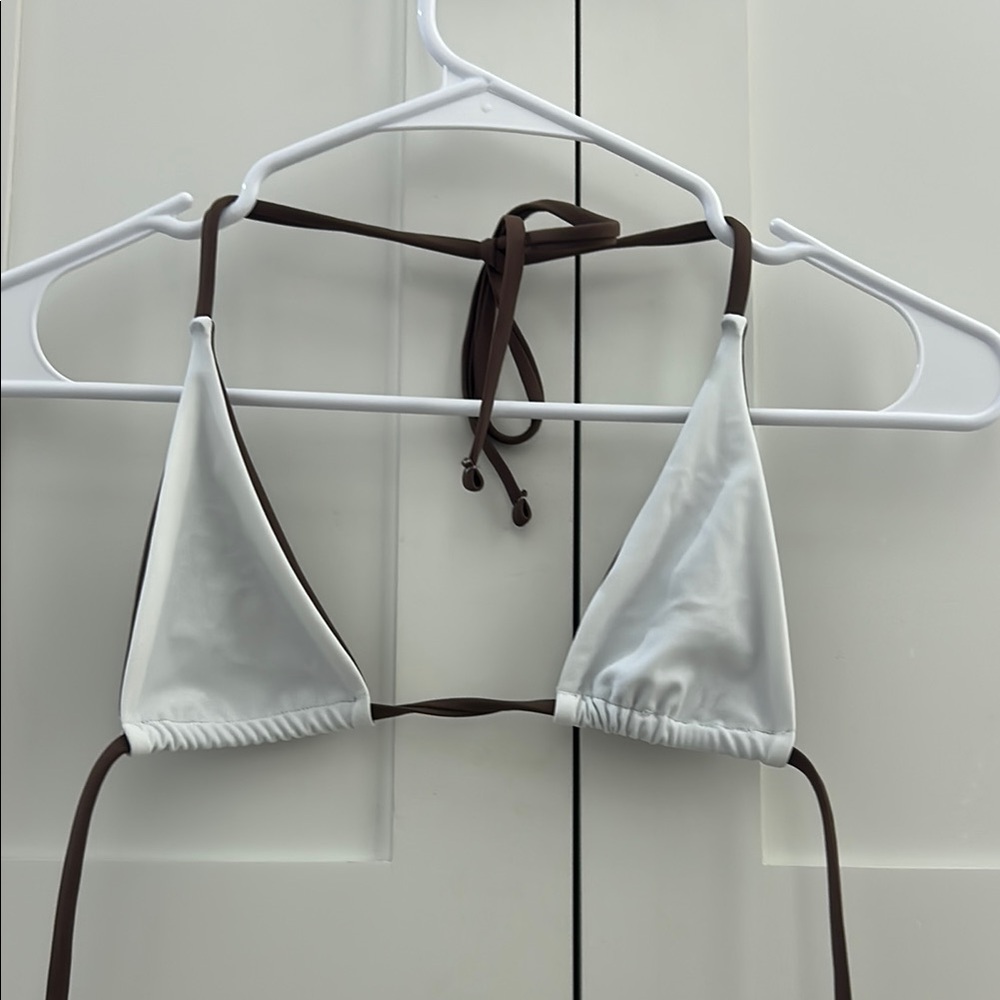 White and Brown Triangle Bikini set